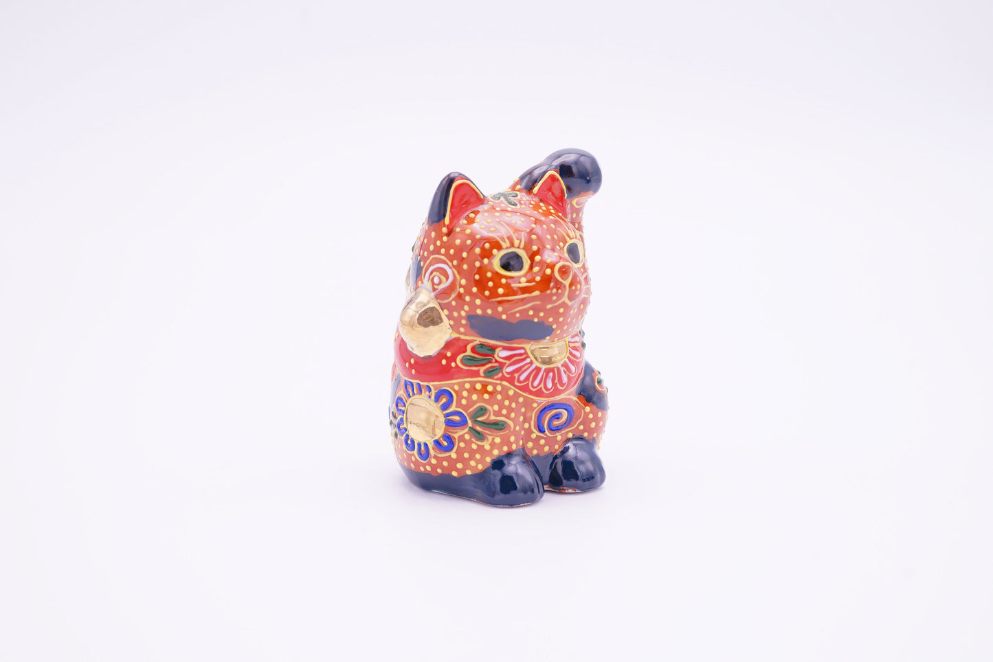 招き猫 2.5号|紺盛 左手【受注生産】