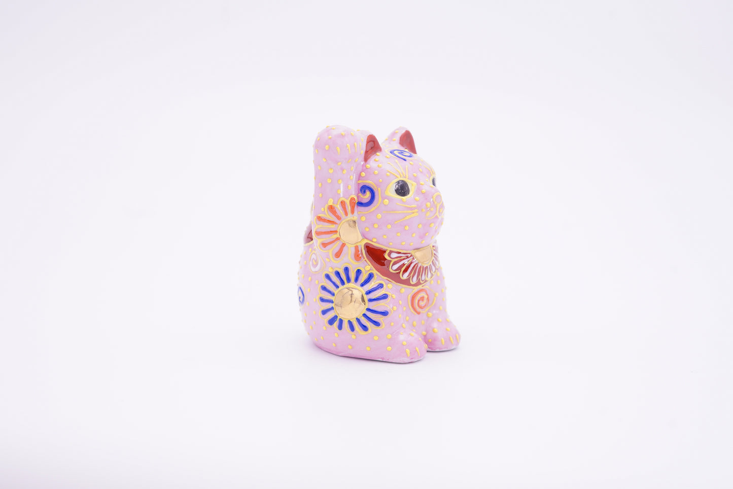 招き猫 2.5号|ピンク盛 右手【受注生産】